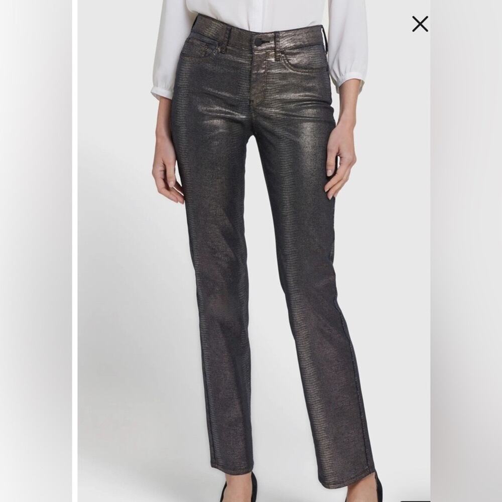 NWT NYDJ Marilyn Uplift Vegan Leather Charcoal Jeans Size 18W TT0897